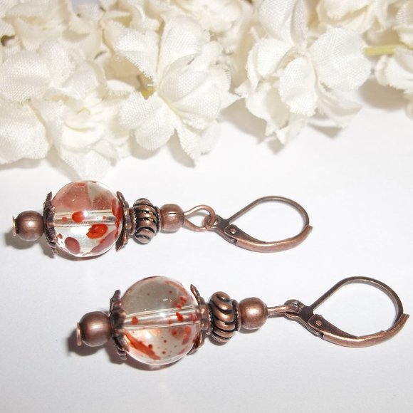 Orange Boho Beaded Earrings Set NWT Handmade 5155 - Picture 4 of 8